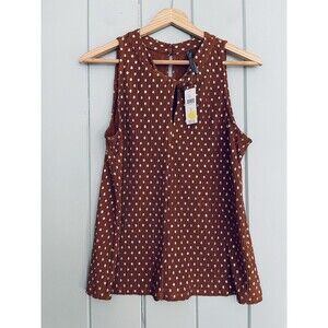 NWT Anthropologie Lennox Halter Top S Small Copper Gold Polka Dot Chiffon